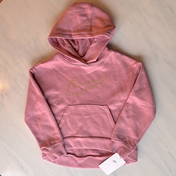 NWT Nike Girls Elemental Pink Hoodie Sweatshirt with Gold Logo Size, 6X - Picture 1 of 7